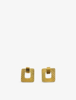 JENNIFER GIBSON JEWELLERY: Pre-Loved JGJ Textured Square Gold-Plated Metal Earrings