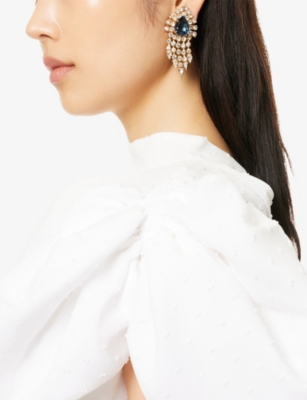 JENNIFER GIBSON JEWELLERY WOMENS JENNIFER GIBSON JEWELLERY PRE-LOVED JGJ RHINESTONE AND GOLD-PLATED METAL EARRINGS