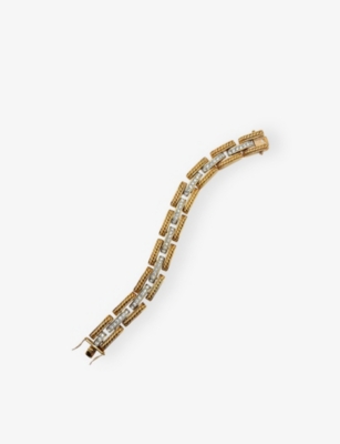 JENNIFER GIBSON JEWELLERY: Pre-Loved JGJ Tank Line Gold-Plated Metal and Cubic Zirconia Bracelet