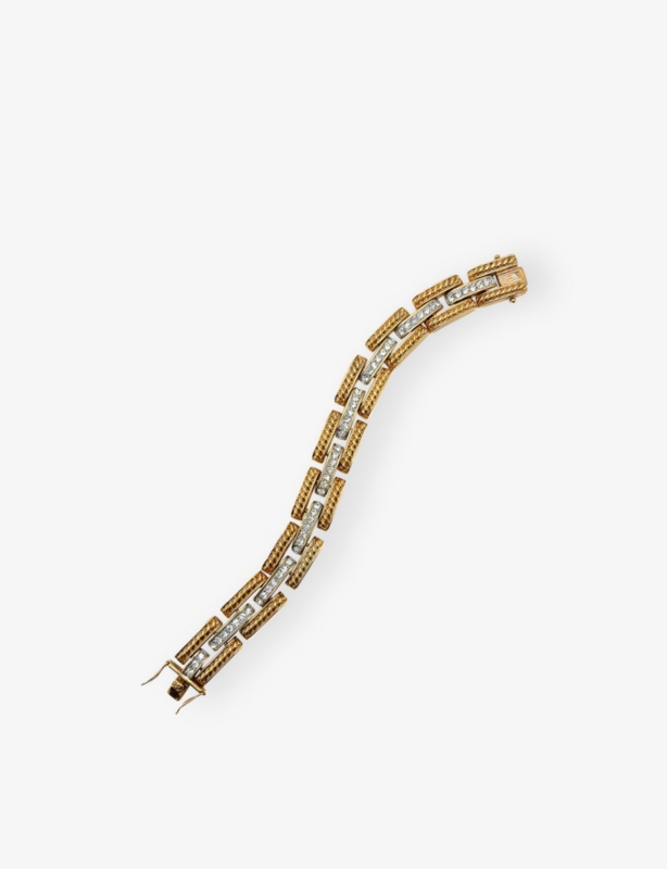 Pre-Loved JGJ Tank Line Gold-Plated Metal and Cubic Zirconia Bracelet