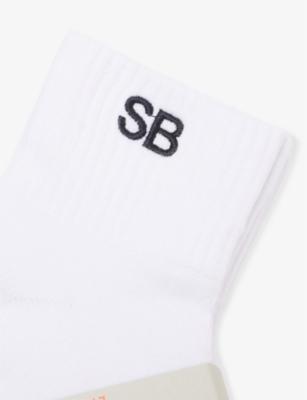 SWEATY BETTY: Embroidered-logo mini-crew pack of two cotton-blend socks