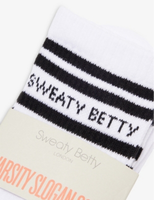 SWEATY BETTY: Varsity Slogan cotton-blend socks