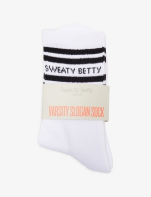 SWEATY BETTY: Varsity Slogan cotton-blend socks