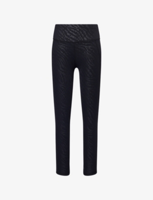SWEATY BETTY: All Day Printed Tapered-Leg Mid-Rise Stretch-Woven Leggings
