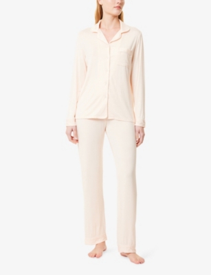 The Nap Co Womens  Relaxed-fit Stretch-jersey Pyjama Set In Peach