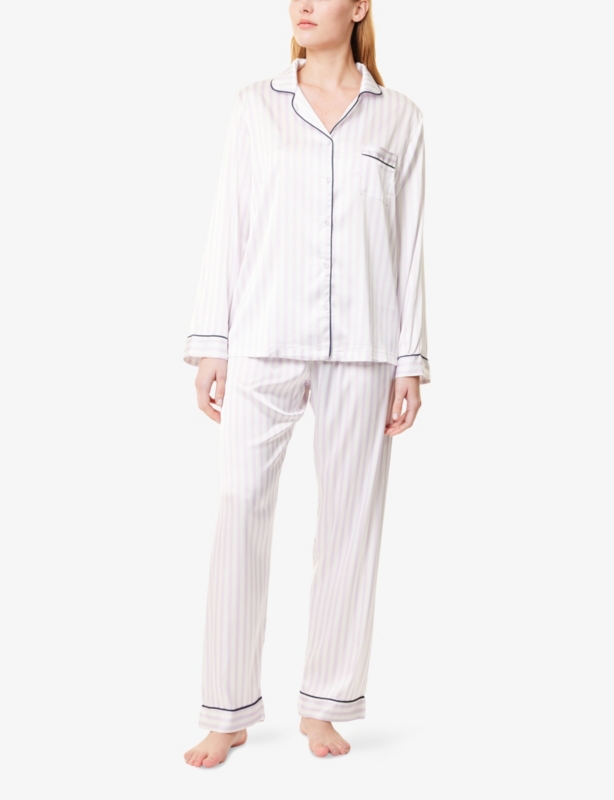 Relaxed-Fit Striped Satin Pyjama Set