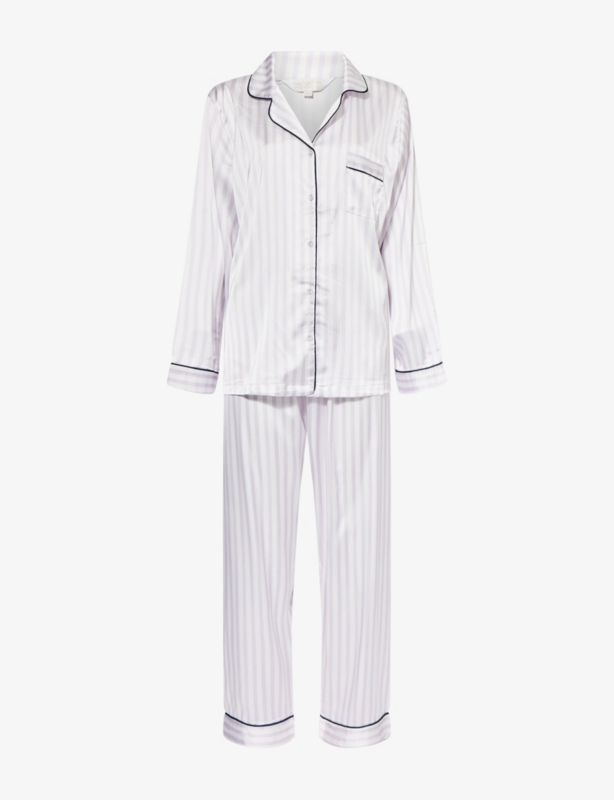 Relaxed-Fit Striped Satin Pyjama Set