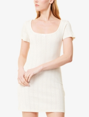 The Nap Co Womens Pointelle Open-work Cotton-jersey Night Dress Buttermilk In Buttermilk
