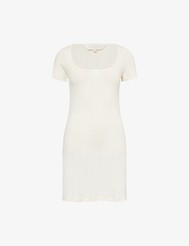 Pointelle Open-Work Cotton-Jersey Night Dress