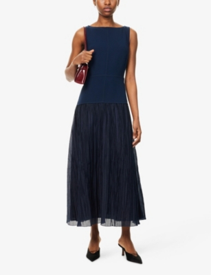 REFORMATION: Cyra Contrast-Panel Crepe Midi Dress