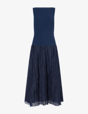 REFORMATION: Cyra Contrast-Panel Crepe Midi Dress