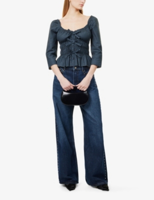 Reformation Lauryn Top In Dark Slate Check