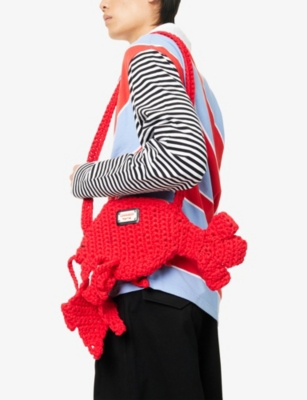 CHARLES JEFFREY LOVERBOY: Lobster Crochet Cotton Shoulder Bag