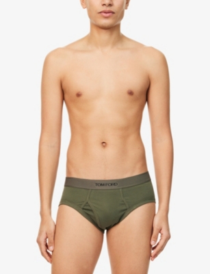 TOM FORD: Logo-Waistband Classic-Fit Stretch-Cotton Briefs
