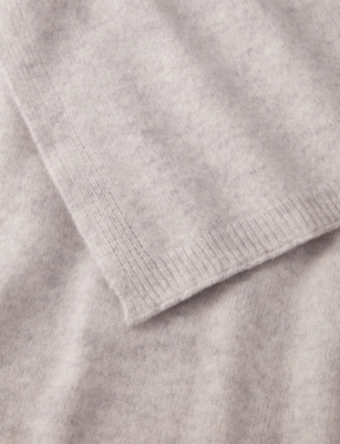 The White Company S Palegrmrl Essential Ribbed-trim Cashmere Scarf In Gray