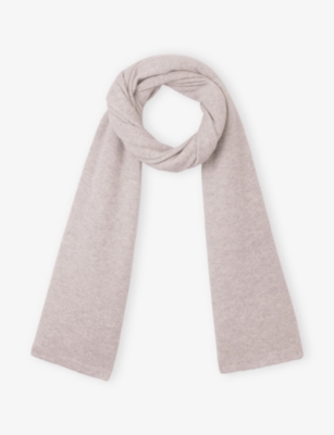 The White Company S Palegrmrl Essential Ribbed-trim Cashmere Scarf In Gray