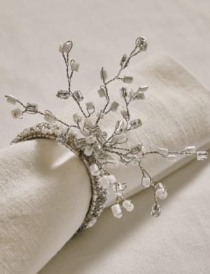 THE WHITE COMPANY: Frosted Beaded Glass Napkin Rings Set of Four