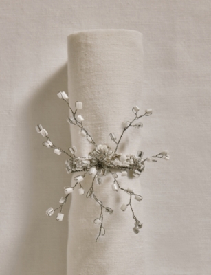 THE WHITE COMPANY: Frosted Beaded Glass Napkin Rings Set of Four