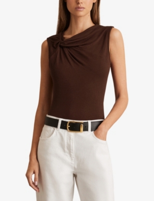 REISS: Fran Knot-Detail Sleeveless Stretch-Woven Bodysuit