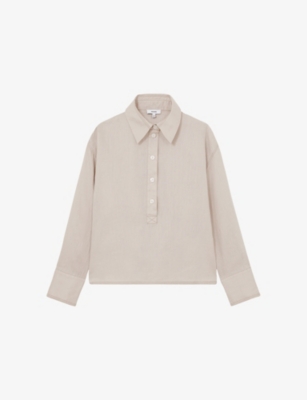 Reiss Womens  Nina Open-collar Relaxed-fit Linen Shirt
