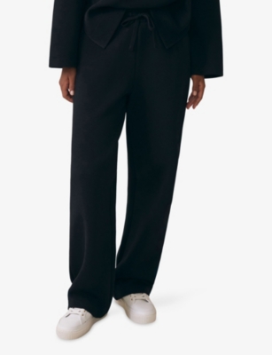 REISS: Gaia Elasticated-Waist Wide-Leg Stretch Cotton-Blend Jogging Bottoms