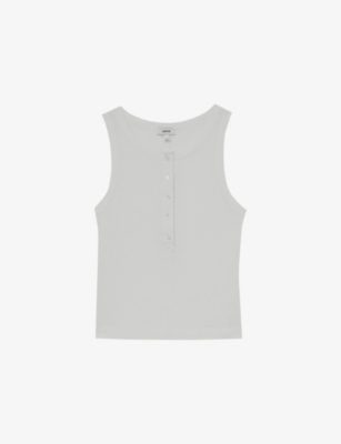 Reiss Womens White Erin Fine-rib Button-front Knitted Vest In White