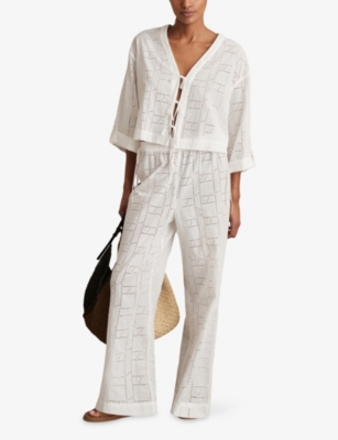 REISS: Nadia V-Neck Tie-Front Cotton Top