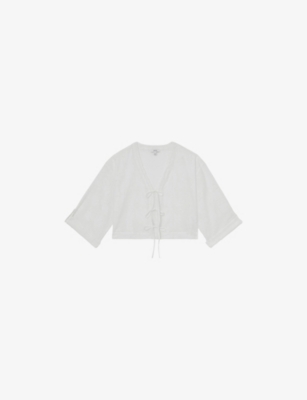 REISS: Nadia V-Neck Tie-Front Cotton Top