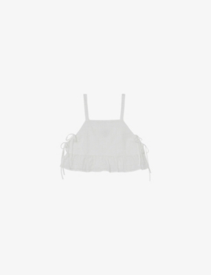 Reiss Womens White Poppy Broderie-pattern Cotton Top In White