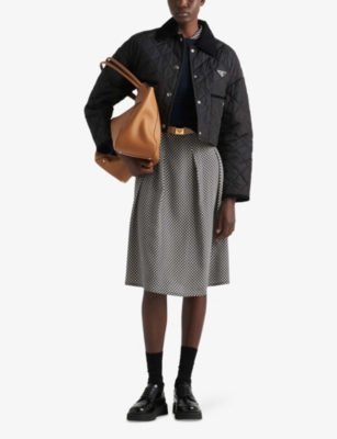 Prada Womens  Lightweight Triangle-logo Cropped Nylon Jacket In Black