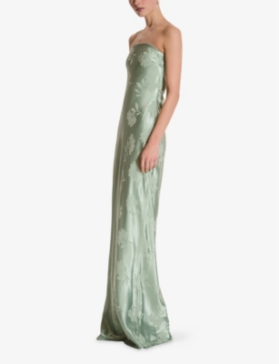 Omnes Womens  Amdra Strapless Woven Maxi Dress In Green
