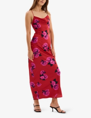 Omnes Womens Ginny Floral-print Woven Maxi Dress Red In Red