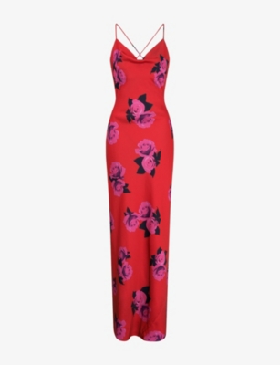 Omnes Womens Ginny Floral-print Woven Maxi Dress Red In Red