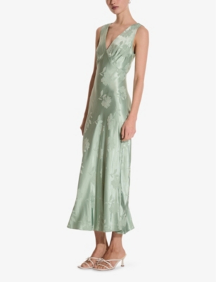 Omnes Womens  Iris Floral Jacquard Woven Maxi Dress In Green