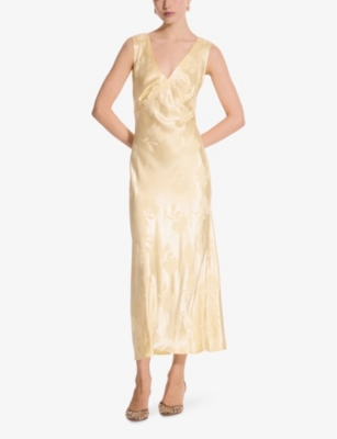 Omnes Womens  Iris Floral Jacquard Woven Maxi Dress In Yellow