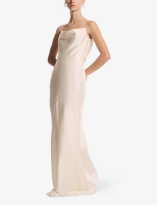OMNES: Koko Cowl-Back Satin Maxi Dress