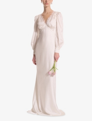 OMNES: Martinique Long-Sleeve Satin Maxi Dress