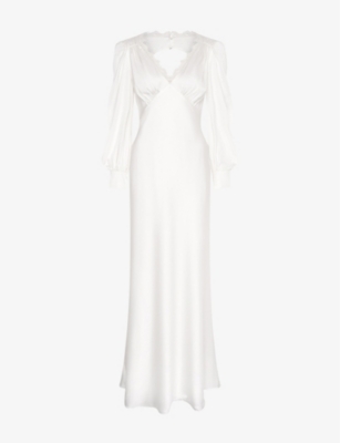 OMNES: Martinique Long-Sleeve Satin Maxi Dress