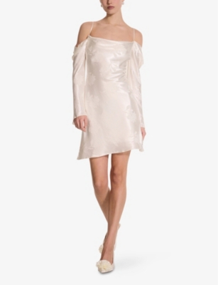 OMNES: Munique Floral-Print Satin Mini Dress