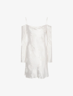 OMNES: Munique Floral-Print Satin Mini Dress