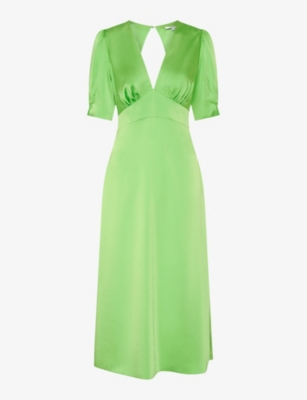 Omnes Womens Lime Odette V-neck Woven Midi Dress In Lime