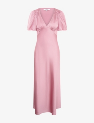 OMNES: Rosie Puff-Sleeve Satin Midi Dress