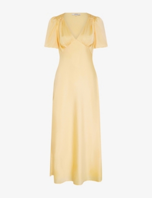 OMNES: Rosie Puff-Sleeve Satin Midi Dress