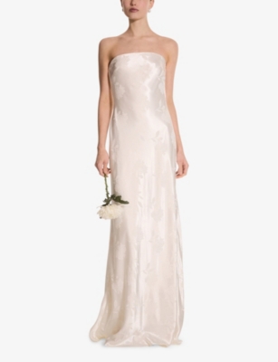 Omnes Womens Ivory Sicily Floral-print Satin Maxi Dress In Ivory
