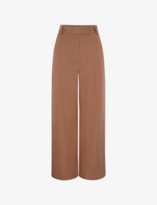 Omnes Womens Beige Clarice Wide-leg High-rise Cotton Trousers