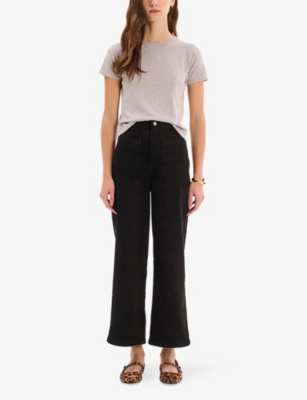 Omnes Womens Orielle Cropped Corduroy Cotton Trousers Black In Black
