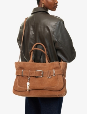 Osoi Womens Nubuck Brown Brocle Buckle Leather Tote Bag In Nubuck Brown