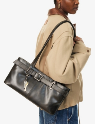Osoi Womens Stain Brown Brocle Buckle Leather Shoulder Bag In Stain Brown