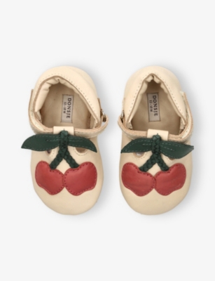 DONSJE: Baby Nanoe Cherry Leather Crib Shoes