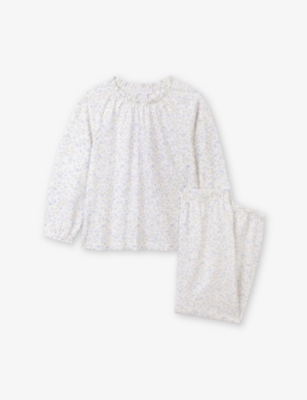 The Little White Company Pink Clementine Floral-print Cotton Pyjamas 2-12 In White